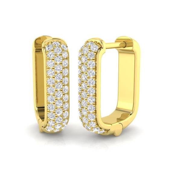 0.29ct SI2/G Round cut Natural Diamond Hoop Earrings in 9k Yellow Gold