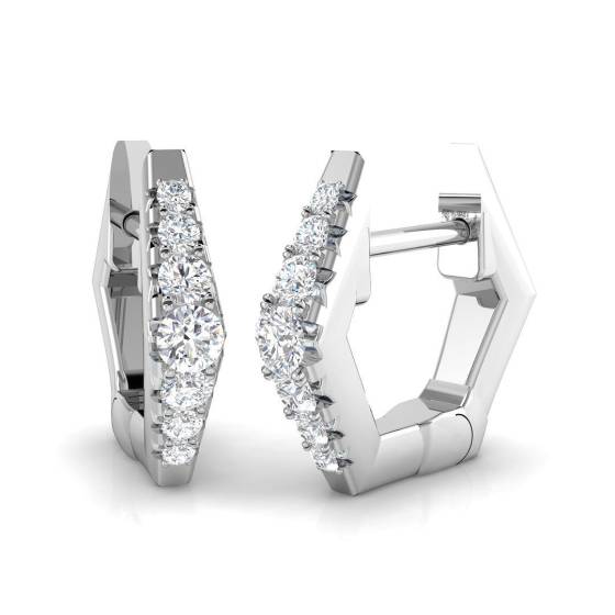0.15ct SI2/G Round cut Natural Diamond Hoop Earrings in 9k White Gold