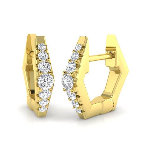 0.15ct SI2/G Round cut Natural Diamond Hoop Earrings in 18k Yellow Gold