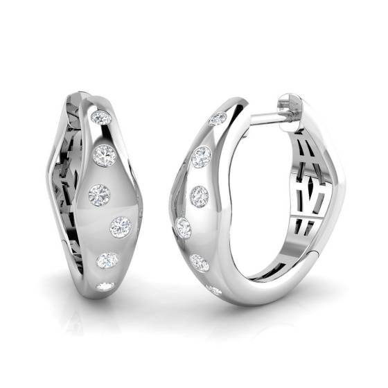 0.20ct SI2/G Round cut Natural Diamond Hoop Earrings in 18k White Gold