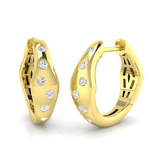 0.20ct SI2/G Round cut Natural Diamond Hoop Earrings in 9k Yellow Gold