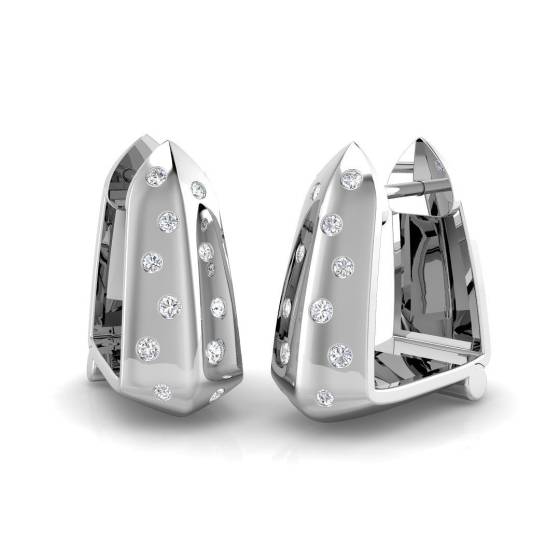 0.20ct SI2/G Round cut Natural Diamond Hoop Earrings in 18k White Gold