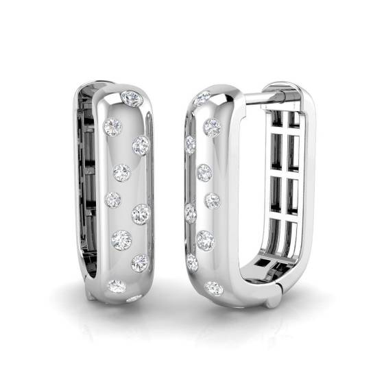 0.25ct SI2/G Round cut Natural Diamond Hoop Earrings in 9k White Gold