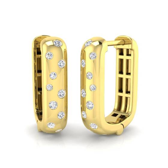 0.25ct SI2/G Round cut Natural Diamond Hoop Earrings in 18k Yellow Gold