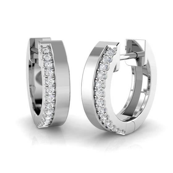 0.12ct SI2/G Round cut Natural Diamond Hoop Earrings in 9k White Gold