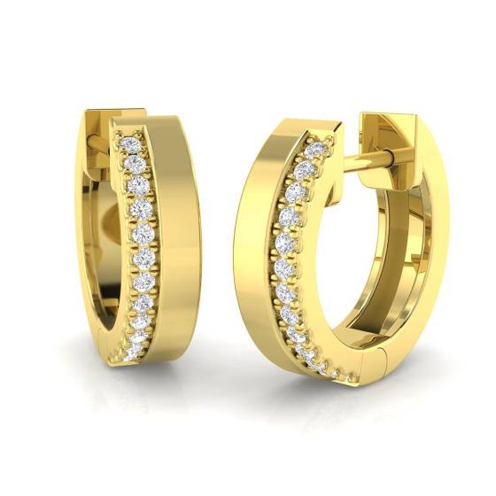 0.12ct SI2/G Round cut Natural Diamond Hoop Earrings in 9k Yellow Gold