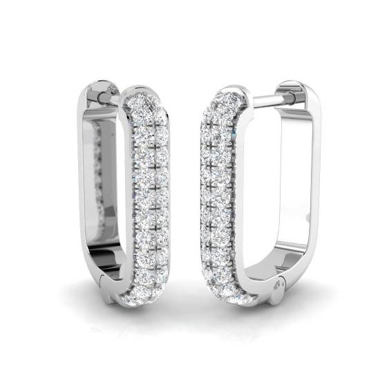 0.22ct SI2/G Round cut Natural Diamond Hoop Earrings in 18k White Gold