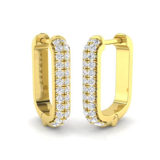 0.22ct SI2/G Round cut Natural Diamond Hoop Earrings in 18k Yellow Gold