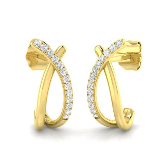 0.11ct SI2/G Round cut Natural Diamond Hoop Earrings in 9k Yellow Gold