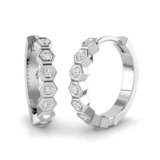 0.22ct SI2/G Round cut Natural Diamond Hoop Earrings in 18k White Gold
