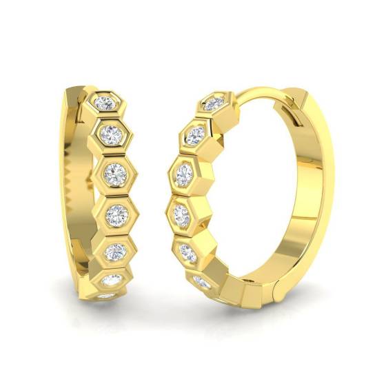 0.22ct SI2/G Round cut Natural Diamond Hoop Earrings in 9k Yellow Gold