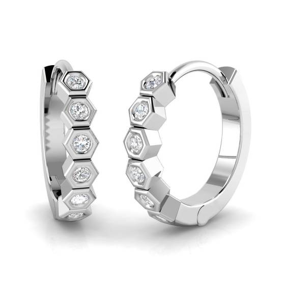 0.11ct SI2/G Round cut Natural Diamond Hoop Earrings in 18k White Gold
