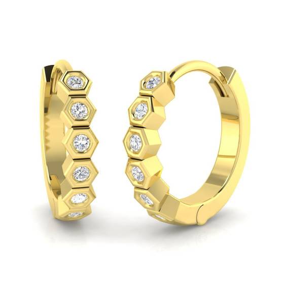 0.11ct SI2/G Round cut Natural Diamond Hoop Earrings in 18k Yellow Gold
