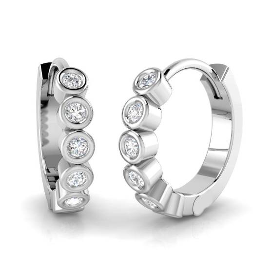 0.17ct SI2/G Round cut Natural Diamond Hoop Earrings in 18k White Gold