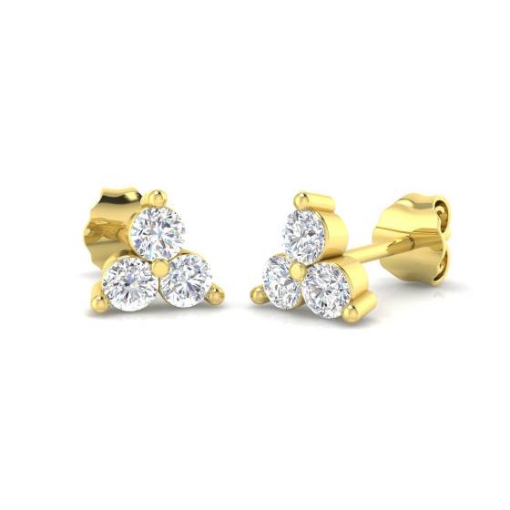0.49ct SI2/G Round cut Natural Diamond Drop Earrings in 18k Yellow Gold