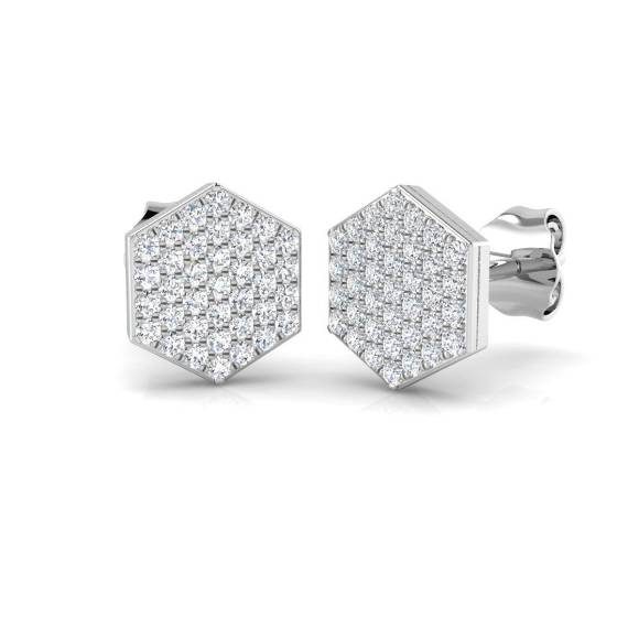 0.32ct SI2/G Round cut Natural Diamond Cluster Earrings in 9k White Gold