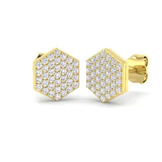 0.32ct SI2/G Round cut Natural Diamond Cluster Earrings in 9k Yellow Gold
