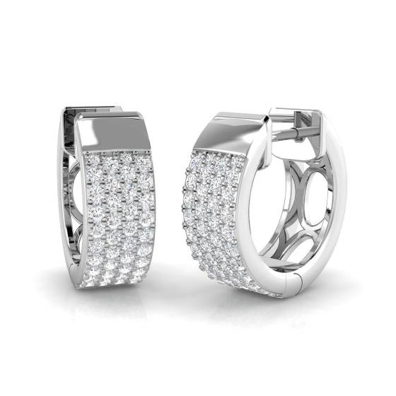 0.54ct SI2/G Round cut Natural Diamond Hoop Earrings in 18k White Gold