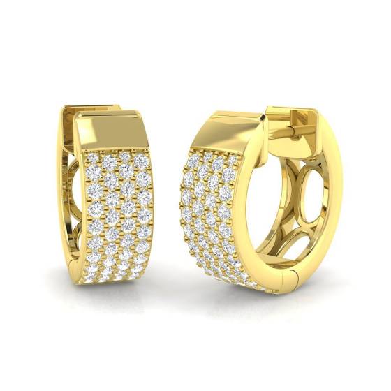 0.54ct SI2/G Round cut Natural Diamond Hoop Earrings in 18k Yellow Gold