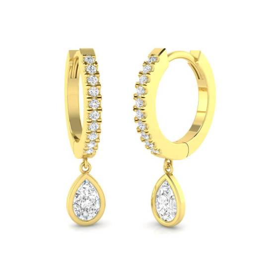 0.65ct SI2/G Round cut Natural Diamond Drop Earrings in 18k Yellow Gold