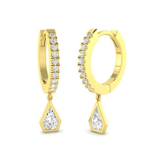 0.51ct SI2/G Hexagon cut Natural Diamond Drop Earrings in 18k Yellow Gold