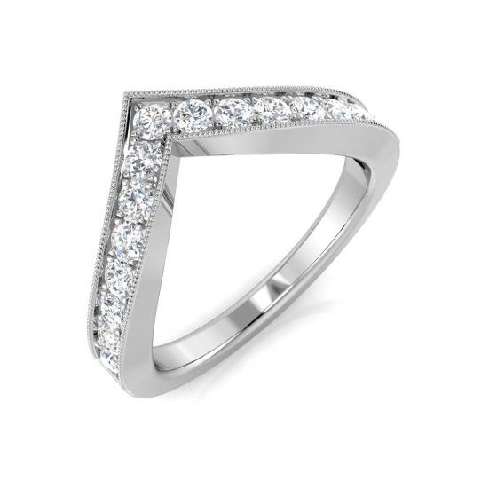 0.50ct SI2/G Round cut Natural Diamond Wishbone Ring in Platinum