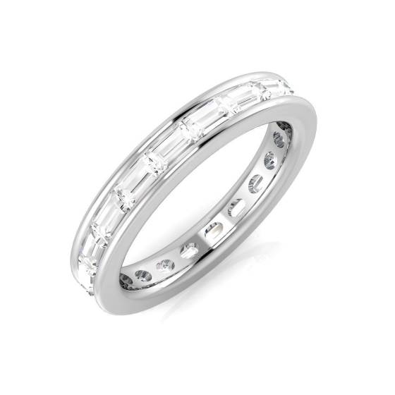 1.30ct SI1/G Baguette cut Natural Diamond Full Eternity Ring in Platinum