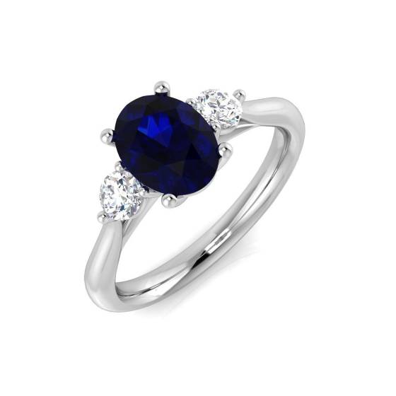 1.86ct SI1/G Round cut Blue Sapphire Gemstone Ring in 18k White Gold
