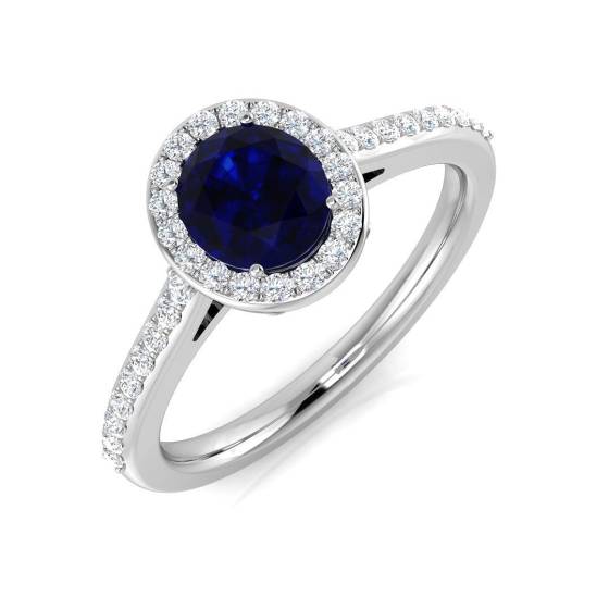 1.04ct SI1/G Oval cut Blue Sapphire Gemstone Ring in Platinum
