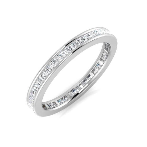 0.85ct SI1/G Princess cut Natural Diamond Full Eternity Ring in 18k White Gold