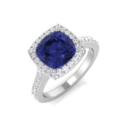 2.85ct SI2/G Cushion cut Tanzanite Gemstone Ring in Platinum