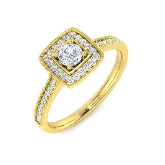 0.18ct SI2/G Round cut Natural Diamond Vintage Ring in 9k Yellow Gold