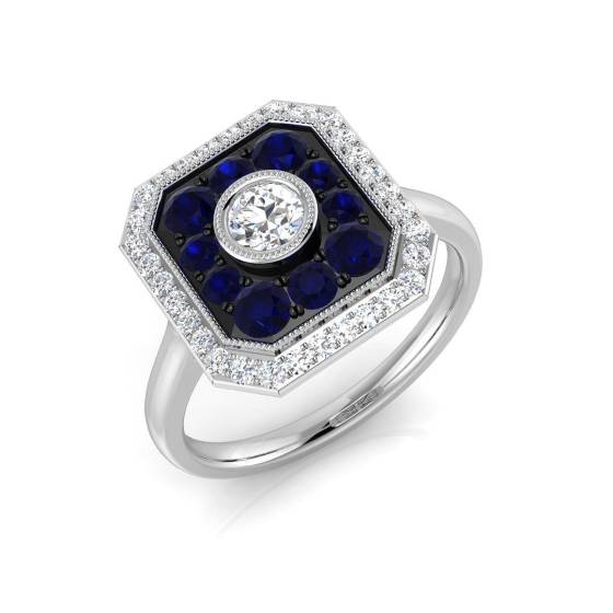 1.09ct SI2/G Round cut Blue Sapphire Gemstone Ring in Platinum