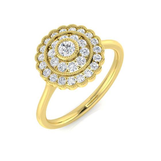 0.33ct SI2/G Round cut Natural Diamond Cluster Ring in 9k Yellow Gold