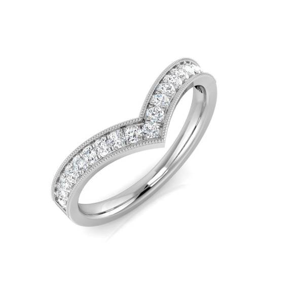 0.27ct SI2/G Round cut Natural Diamond Wishbone Ring in 18k White Gold
