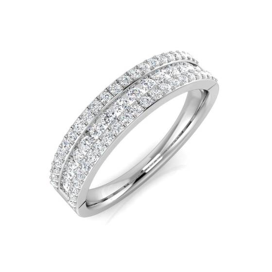 0.52ct SI2/G Round cut Natural Diamond Half Eternity Ring in 18k White Gold