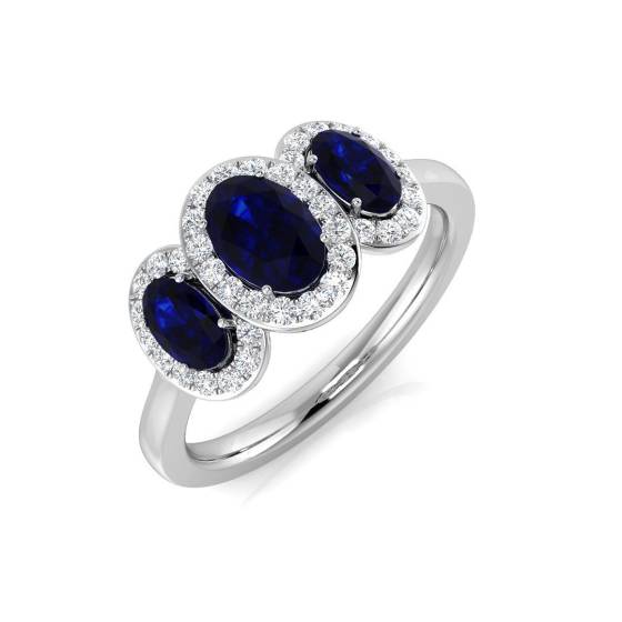 1.45ct SI2/G Oval cut Blue Sapphire Gemstone Ring in Platinum