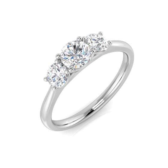 0.71ct SI2/G Round cut Natural Diamond 3 Stone Ring in Platinum