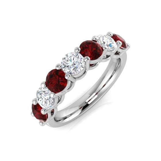 2.41ct SI2/G Round cut Ruby Gemstone Ring in 18k White Gold