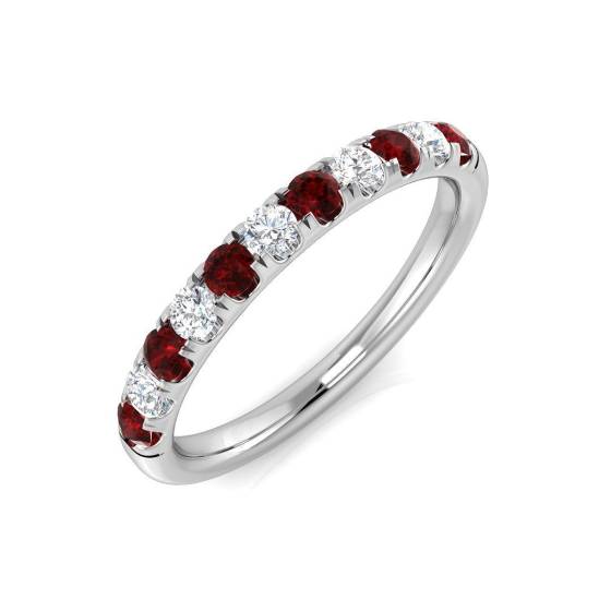0.46ct SI2/G Round cut Ruby Gemstone Ring in Platinum