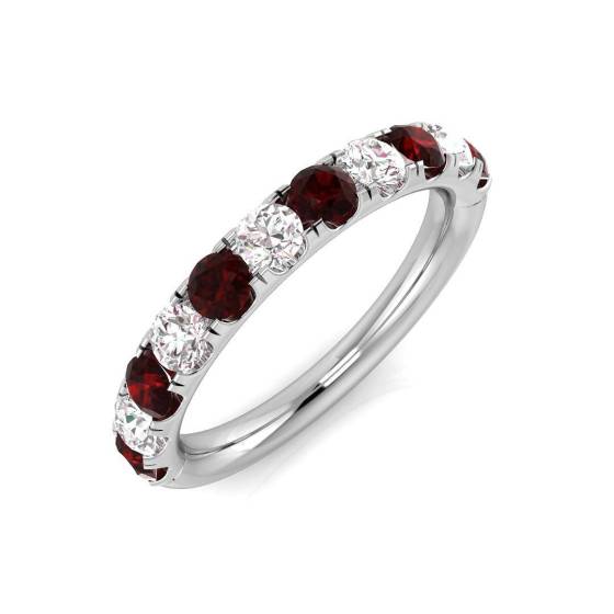 1.14ct SI2/G Round cut Ruby Gemstone Ring in Platinum