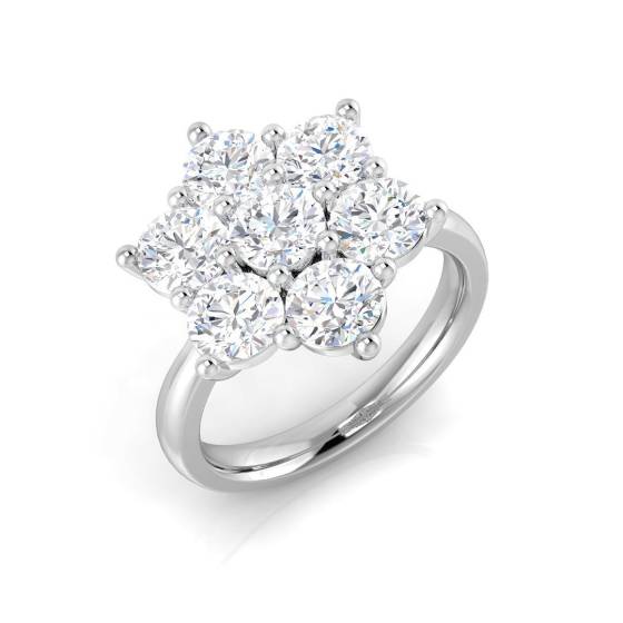 2.89ct SI2/G Round cut Natural Diamond 7 Stone Ring in Platinum