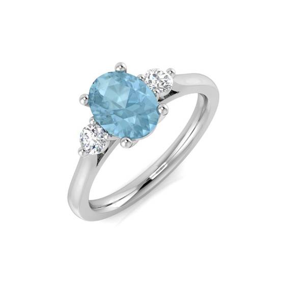 1.30ct SI2/G Oval cut Aquamarine Gemstone Ring in Platinum