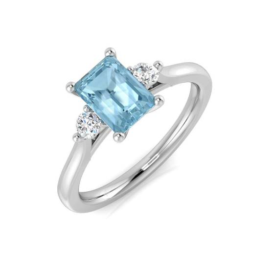 1.00ct SI2/G Cushion cut Aquamarine Gemstone Ring in Platinum