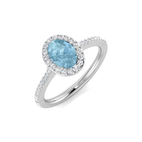 0.79ct SI2/G Oval cut Aquamarine Gemstone Ring in Platinum