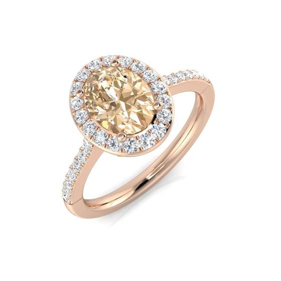 1.46ct SI2/G Oval cut Morganite Gemstone Ring in 18k Rose Gold