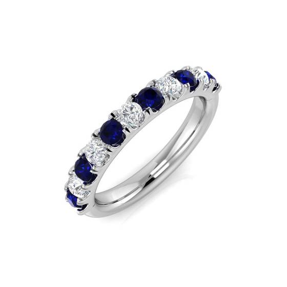 0.87ct SI2/G Round cut Blue Sapphire Gemstone Ring in Platinum