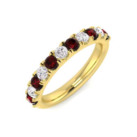 0.93ct SI2/G Round cut Ruby Gemstone Ring in 18k Yellow Gold