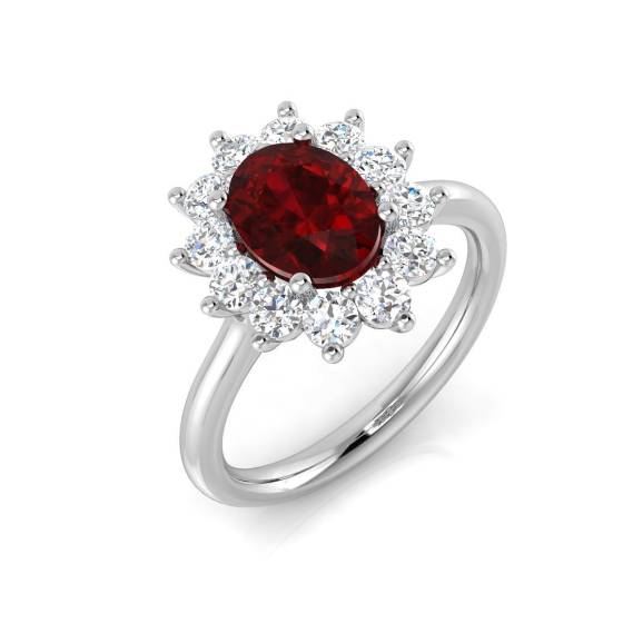 2.30ct SI2/G Oval cut Ruby Gemstone Ring in Platinum