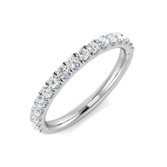 0.35ct SI2/G Round cut Natural Diamond Half Eternity Ring in 9k White Gold